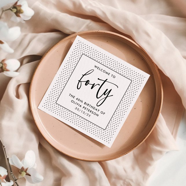 Elegante Kalligraphie Minimalistisch 40. Geburtsta Serviette (Von Creator hochgeladen)