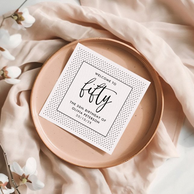 Elegante Kalligraphie Minimalistisch 50. Geburtsta Serviette (Von Creator hochgeladen)