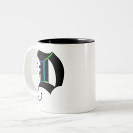 Elegante Kalligraphie Monogram Letter D-Tasse Zweifarbige Tasse