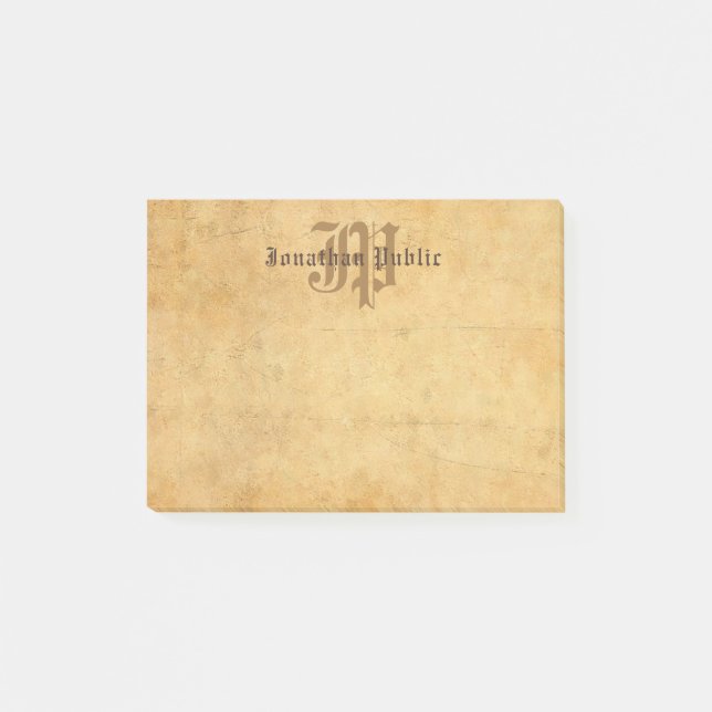 Elegante Kalligraphie Nostalgische Monogramm-Vorla Post-it Klebezettel (Vorderseite)
