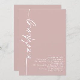 Elegante Kalligraphie QR Code Dusty Rose Hochzeit Einladung