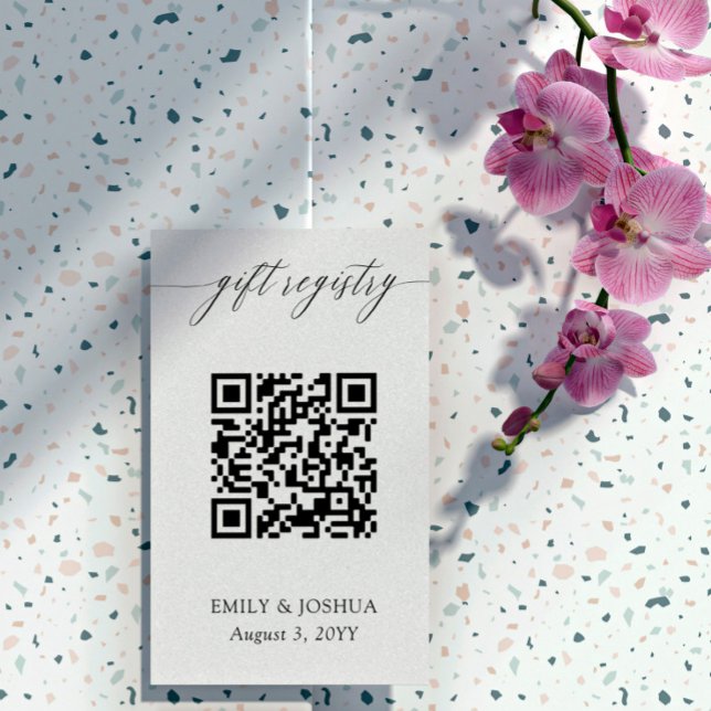 Elegante Kalligraphie QR Code Geschenkregister Begleitkarte (Von Creator hochgeladen)