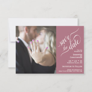 Elegante Kalligraphie Rose Pink 2 Pane Foto Hochze Save The Date
