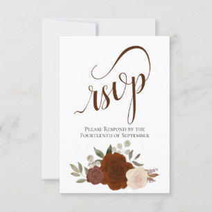 Elegante Kalligraphie & rostfarbene Orangen-Rose H RSVP Karte
