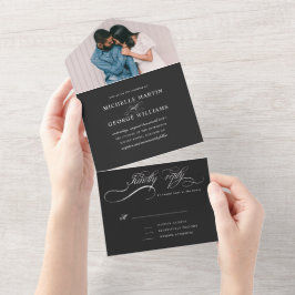 elegante Kalligraphie schwarz in einer Einladung