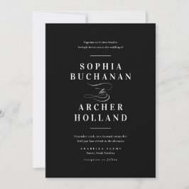 Elegante Kalligraphie Schwarz-Weiß-Hochzeit Einladung