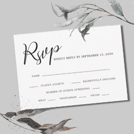 Elegante Kalligraphie Schwarz-Weiß-Hochzeit RSVP Karte