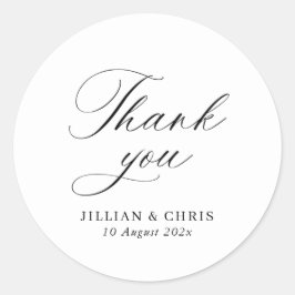elegante Kalligraphie, Schwarz-Weiß-Hochzeit Runder Aufkleber