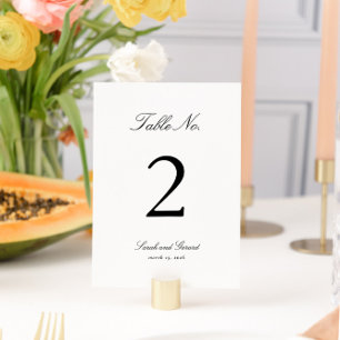 Elegante Kalligraphie Schwarz-Weiß-Hochzeit Tischnummer