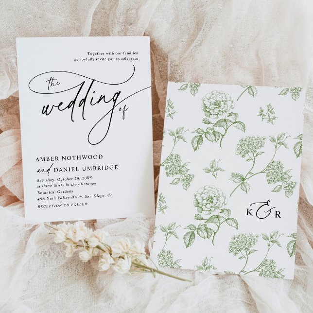 Elegante Kalligraphie Schwarz & Weiß Vintage Hochz Einladung (Von Creator hochgeladen)