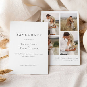 Elegante Kalligraphie Schwarz-weiße Fotos Hochzeit Save The Date