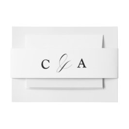 Elegante Kalligraphie Schwarz-weiße Hochzeitsband Einladungsbanderole