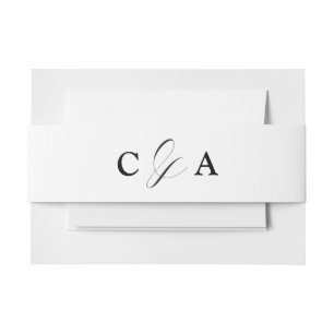 Elegante Kalligraphie Schwarz-weiße Hochzeitsband Einladungsbanderole