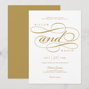 Elegante Kalligraphie Script Einladung zur Hochzei