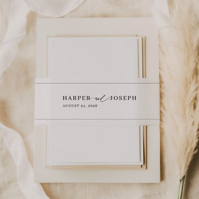 Elegante Kalligraphie Script Einladung zur Hochzei Einladungsbanderole (Von Creator hochgeladen)