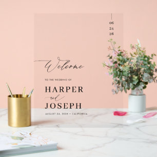Elegante Kalligraphie Script Wedding Willkommen Acrylschild