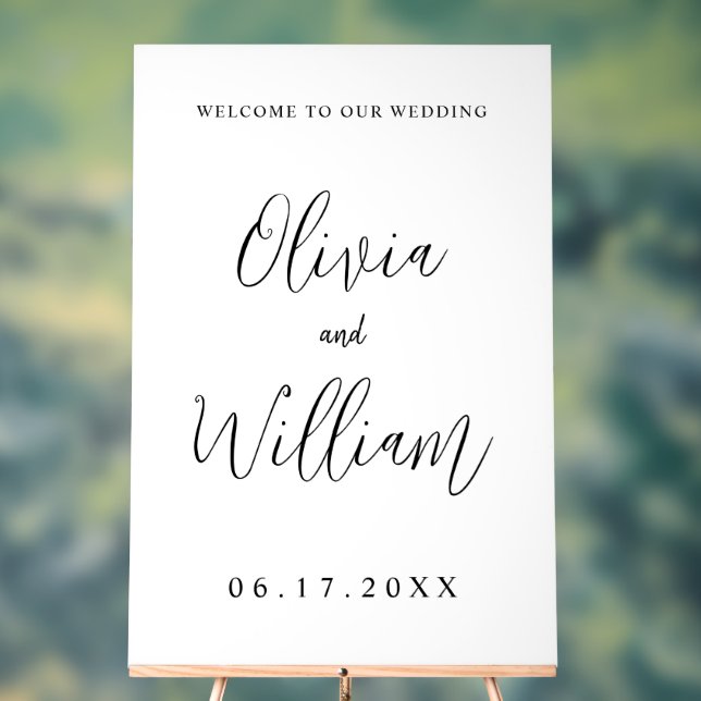 Elegante Kalligraphie Script Wedding Willkommen Acrylschild (Neutral)