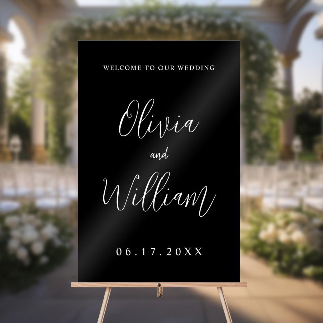 Elegante Kalligraphie Script Wedding Willkommen Acrylschild (Von Creator hochgeladen)