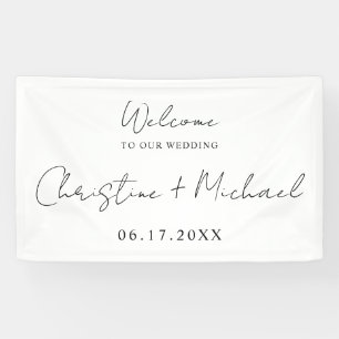 Elegante Kalligraphie Script Wedding Willkommen Banner