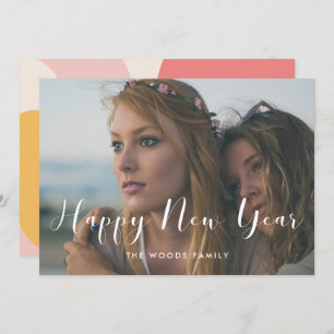 Elegante Kalligraphie Silvesterfotokarte Feiertagskarte