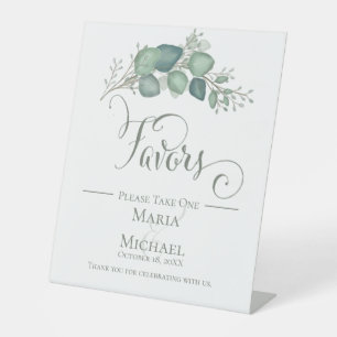 Elegante Kalligraphie-Skript Eukalyptus-Favors Sockelschild