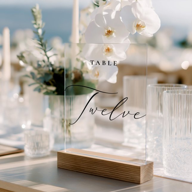 Elegante Kalligraphie Tischnummer 12 Acrylschild (Elegant Calligraphy Table Number Twelve Acrylic Sign)