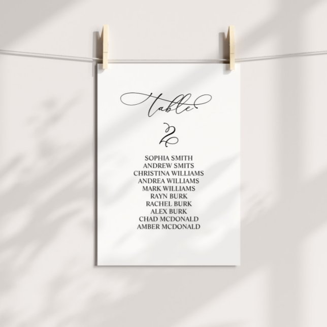 Elegante Kalligraphie Tischnummer 2 Sitzplan (Von Creator hochgeladen)