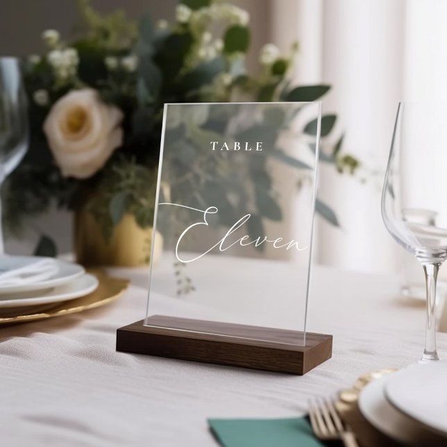 Elegante Kalligraphie Tischnummer Eleven Acrylschild (Elegant Calligraphy Table Number Eleven Acrylic Sign)