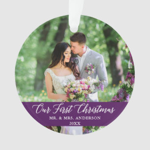 Elegante Kalligraphie Unser erstes Weihnachtsfest  Ornament