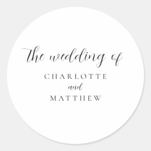 Elegante Kalligraphie Wedding Classic Round Sticke Runder Aufkleber