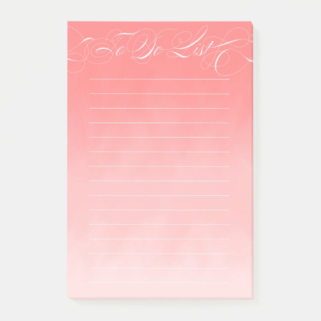 Elegante Kalligraphie zu tun Korallenrosa Ombre Post-it Klebezettel (Vorderseite)