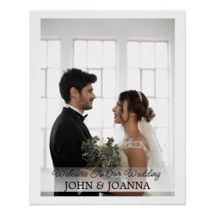 Elegante Kalligraphie Zwei-Foto-Hochzeitssymbol Wi Poster