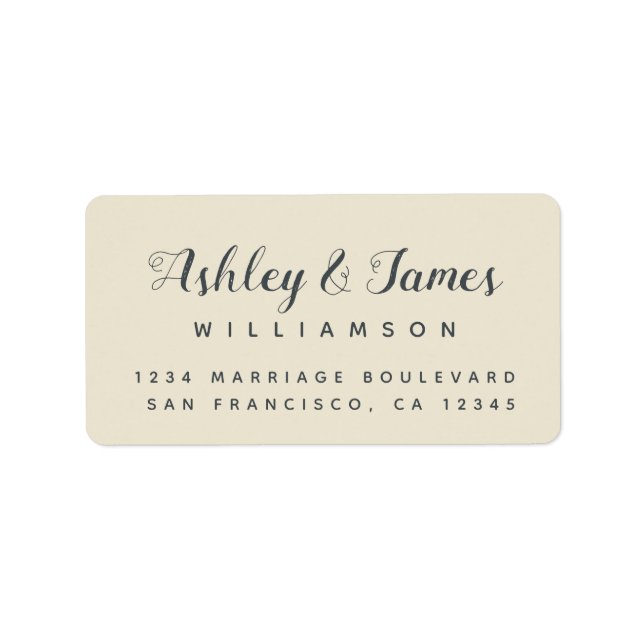 Elegante Kalligraphiebezeichnungen Elfenbeinische  Adressaufkleber (Vorne)