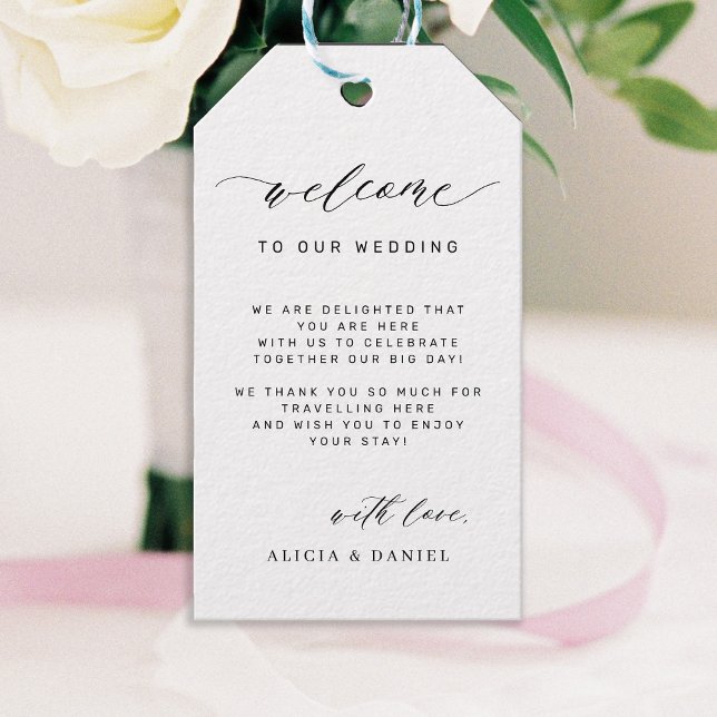 Elegante kalligraphische Begrüßungstasche Geschenkanhänger (Von Creator hochgeladen)