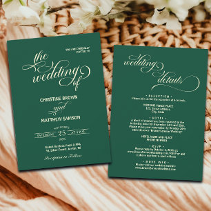 Elegante kalligraphische Details auf der Rückseite Einladung