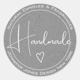 Elegante kalligraphische Gray Paper-Handmade-Label Runder Aufkleber