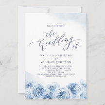 Elegante kalligraphische Hochzeit mit dustigem blü