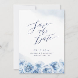 Elegante kalligraphische Hochzeit mit dustigem blü Save The Date
