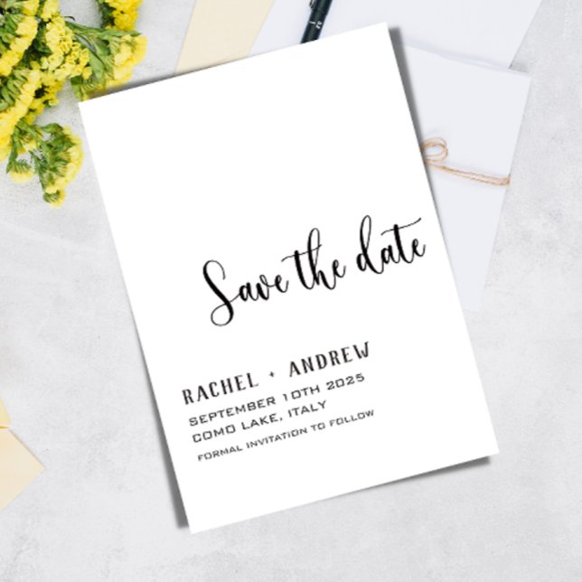 Elegante kalligraphische Hochzeit Speichern Sie da Save The Date (Elegant Calligraphy Wedding Save the date)