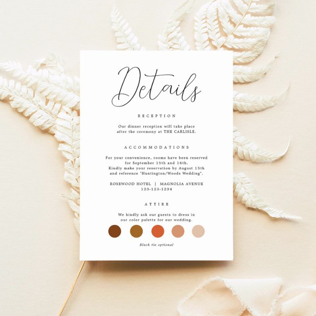 Elegante kalligraphische Hochzeitdetails Begleitkarte (Von Creator hochgeladen)