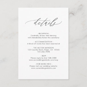 Elegante kalligraphische Hochzeitdetails mit QR-Co Begleitkarte
