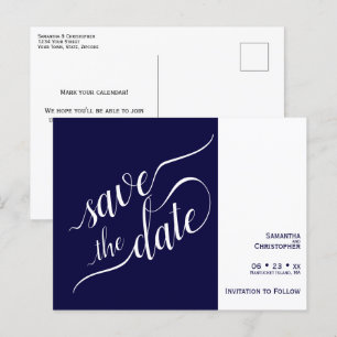 Elegante kalligraphische Hochzeiten der Marine spe Ankündigungspostkarte