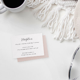 Elegante kalligraphische Hochzeitsempfehlung Begleitkarte