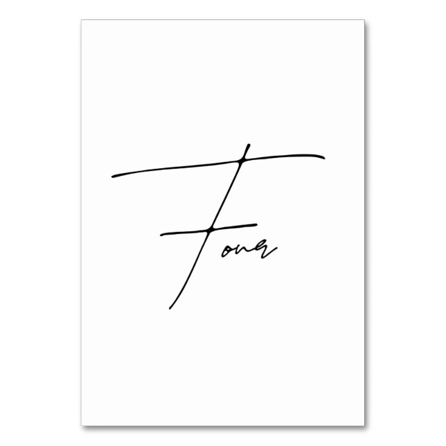 Elegante kalligraphische Hochzeitstil, Tabelle 4 T Tischnummer (Vorderseite)