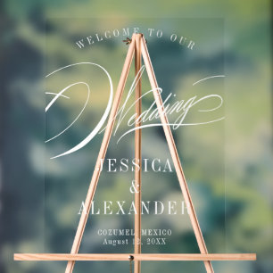 Elegante kalligraphische Hochzeitwillkommen Acrylschild