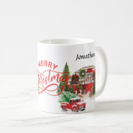 Elegante kalligraphische monogramm rote und grüne kaffeetasse