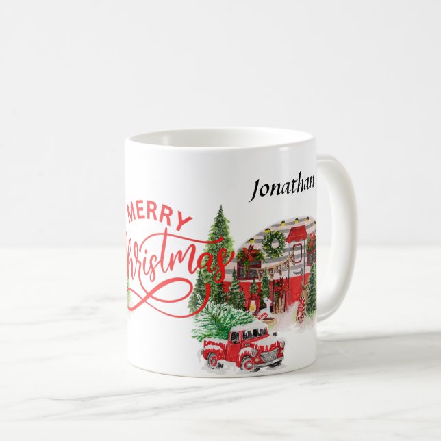 Elegante kalligraphische monogramm rote und grüne  kaffeetasse (VorderseiteRechts)