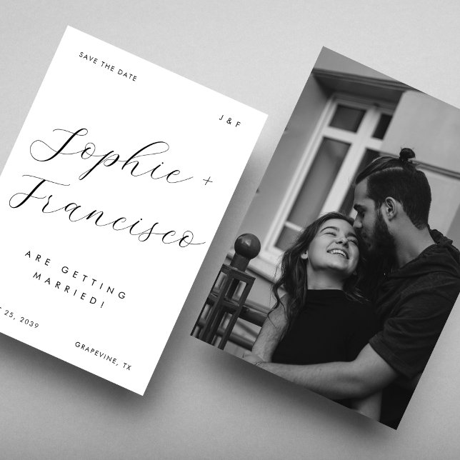 Elegante kalligraphische Namen Minimalistische Chi Save The Date (Von Creator hochgeladen)