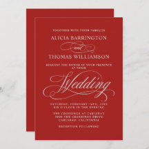 Elegante kalligraphische Rot- und Silberhochzeit