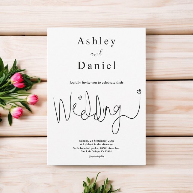 Elegante kalligraphische Schwarz-Weiß-Einfache Hoc Einladung (Von Creator hochgeladen)